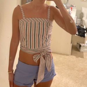 Sugalips Striped Crop Top